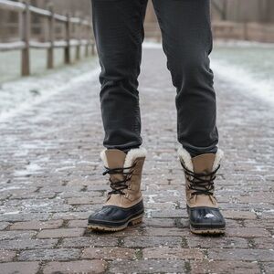 Men’s Sorel Steel Shank Size 7 Tan and Black Winter Boots